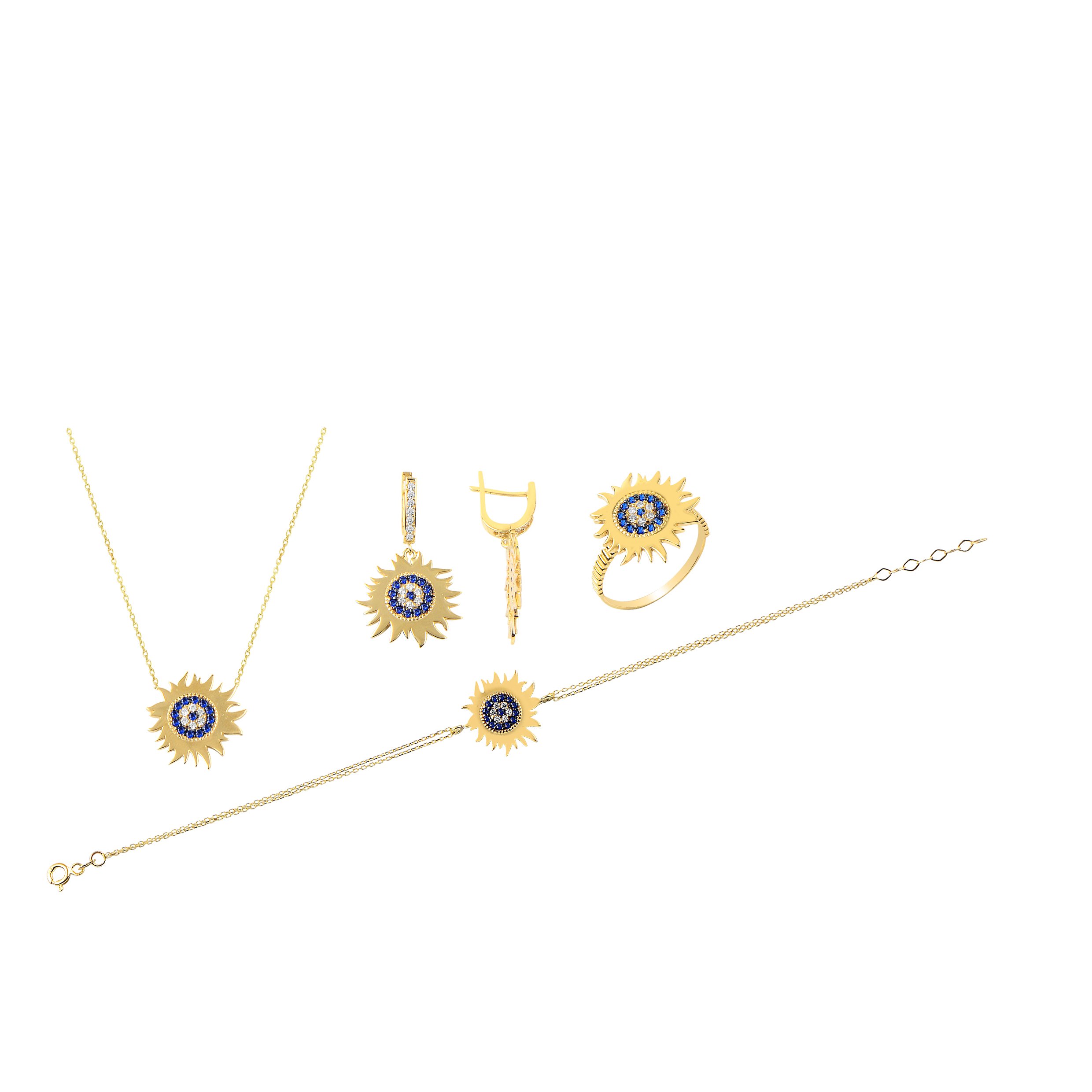 14 Ayar Altın Nazar Boncuğu Figürlü Mini Set