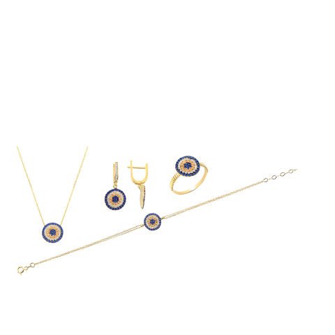 14 Ayar Altın Nazar Boncuğu Figürlü Mini Set