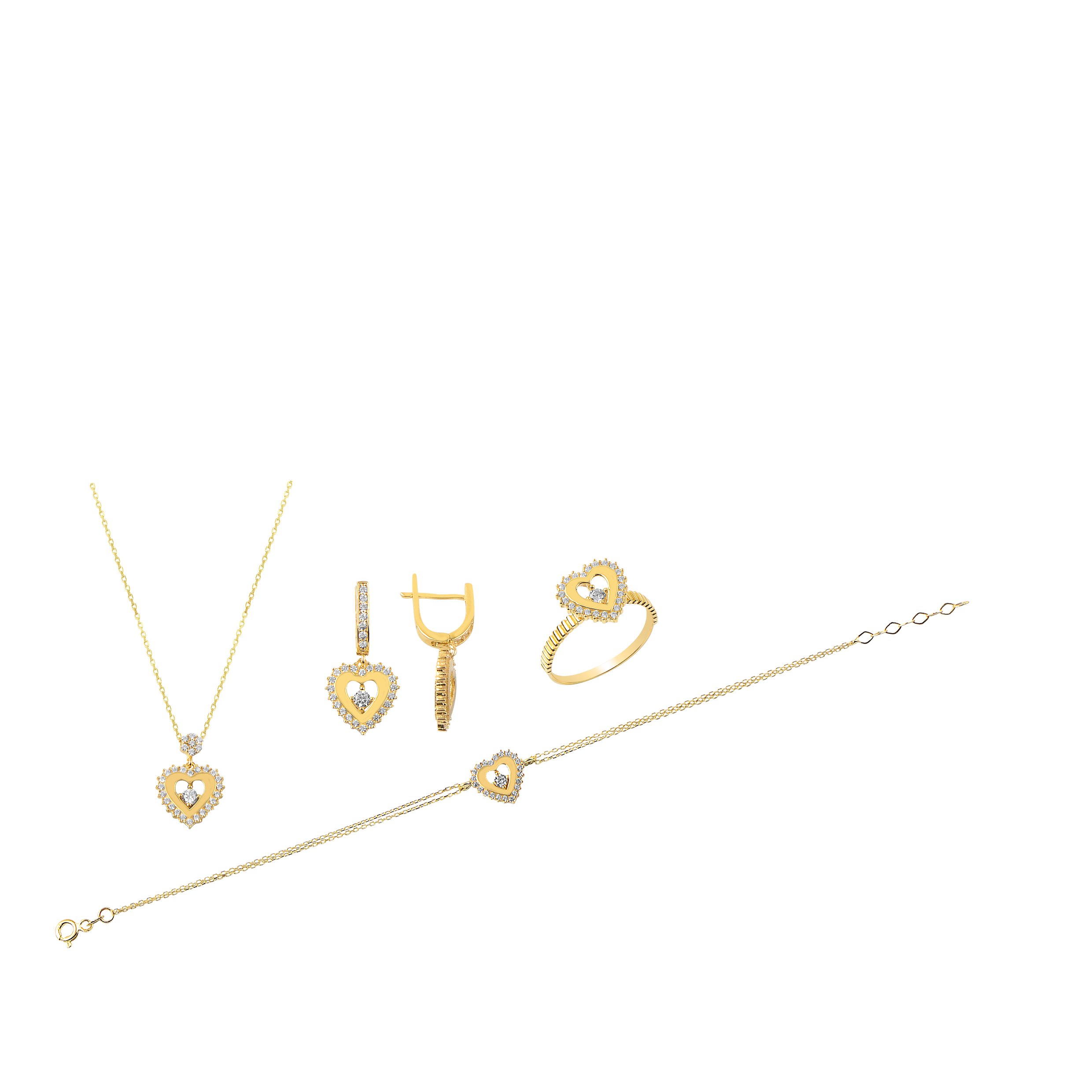 14 Ayar Altın Kalp Figürlü Mini Set