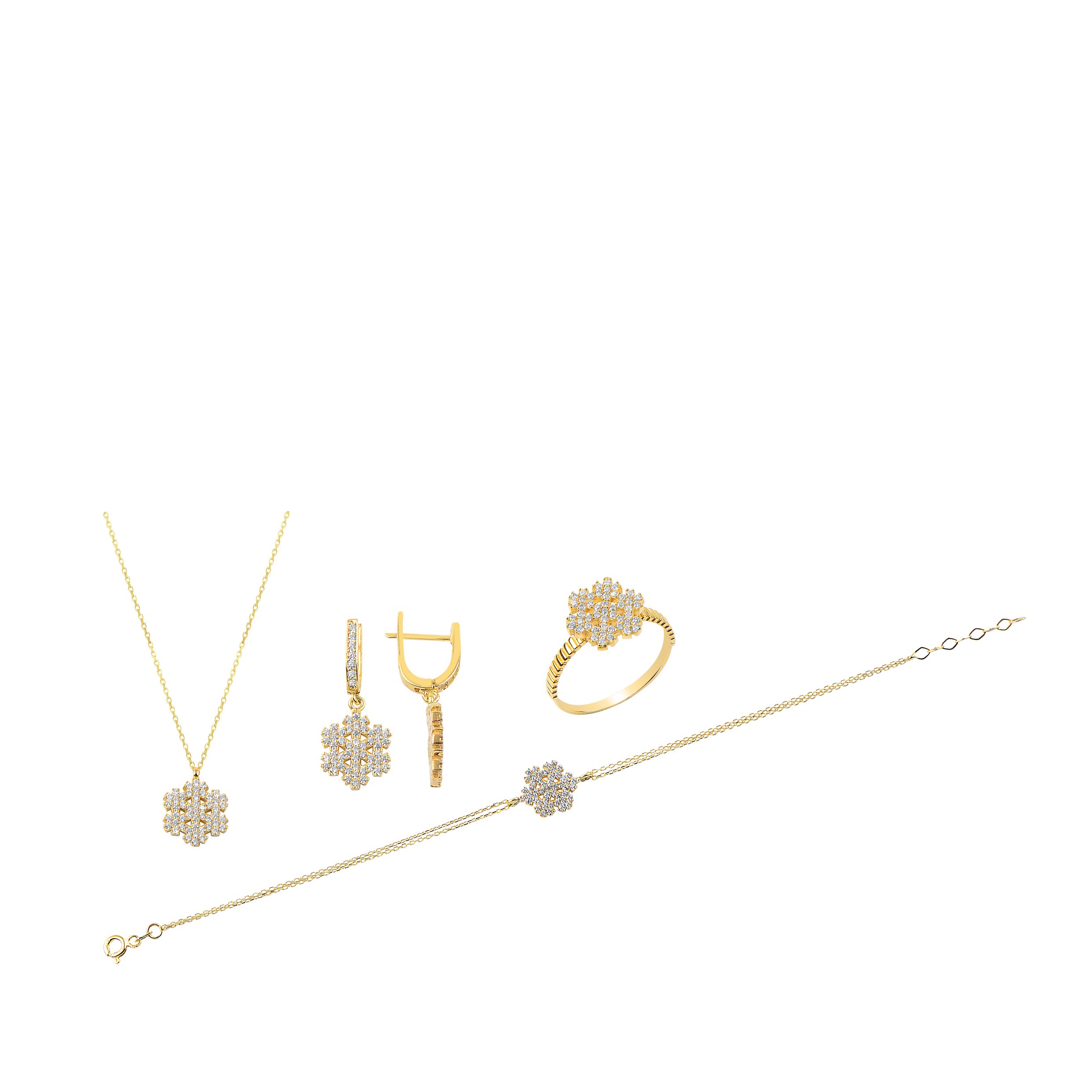 14 Ayar Altın Kar Tanesi Figürlü Mini Set