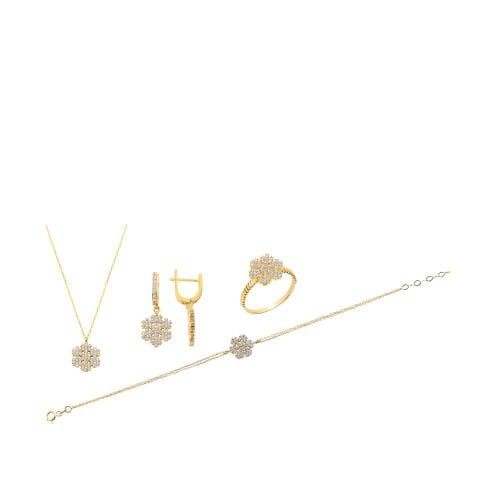 14 Ayar Altın Kar Tanesi Figürlü Mini Set